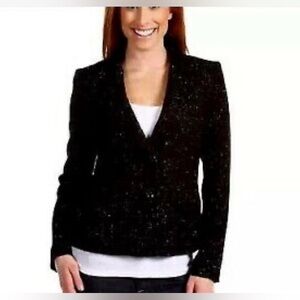 Anne Klein AK Black Silver Sparkle Blazer Jacket Size 8P